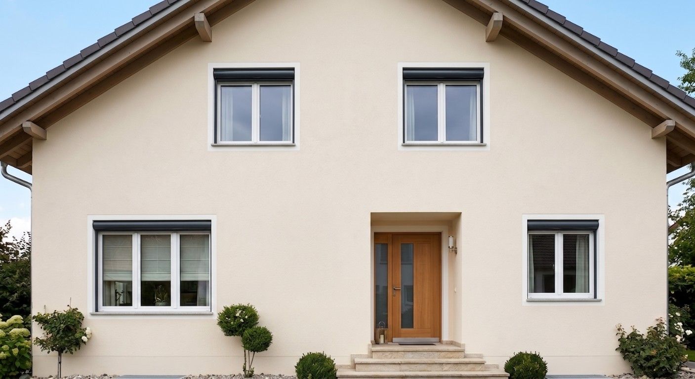 Bild von einem Einfamilienhaus mit einer neu sanierten Fassade