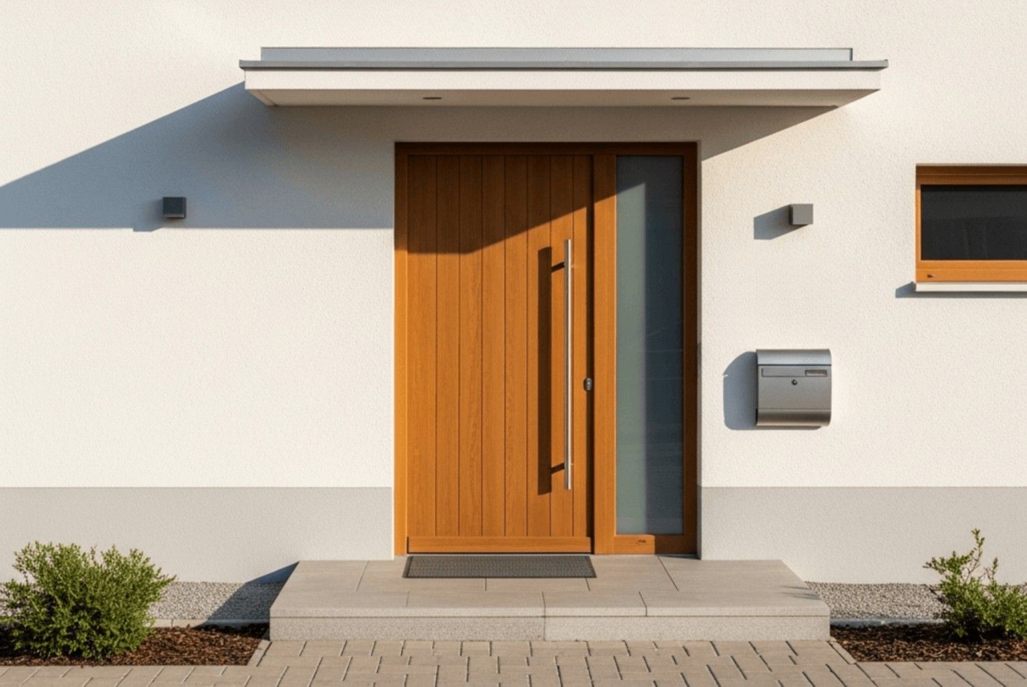 Bild von einem Einfamilienhaus mit einer modernen Haustür