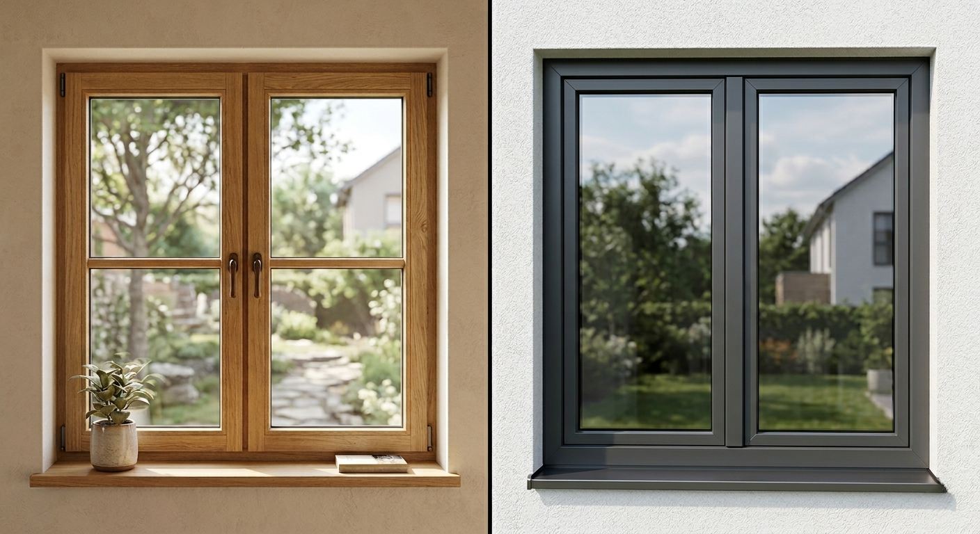 Elegantes Holz-Metall Fenster