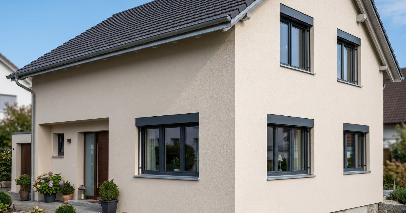 Bild von einem Einfamilienhaus mit neuer Fassade