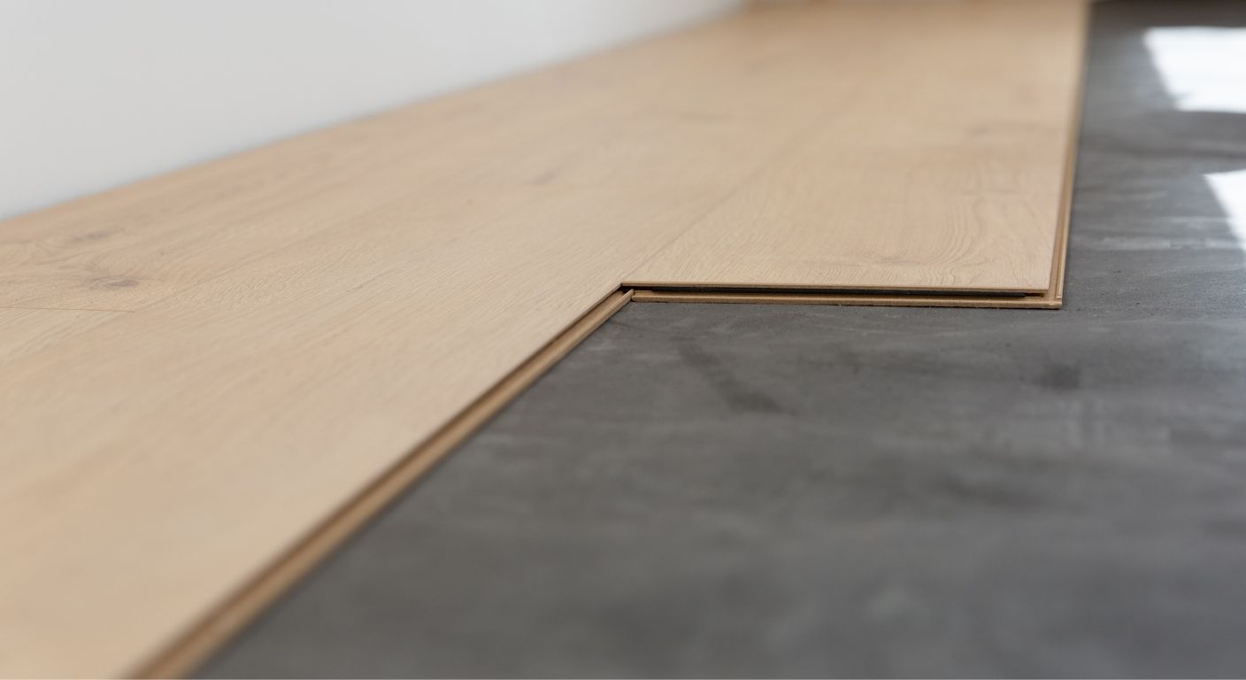 Verlegter Laminatboden in heller Eichenoptik