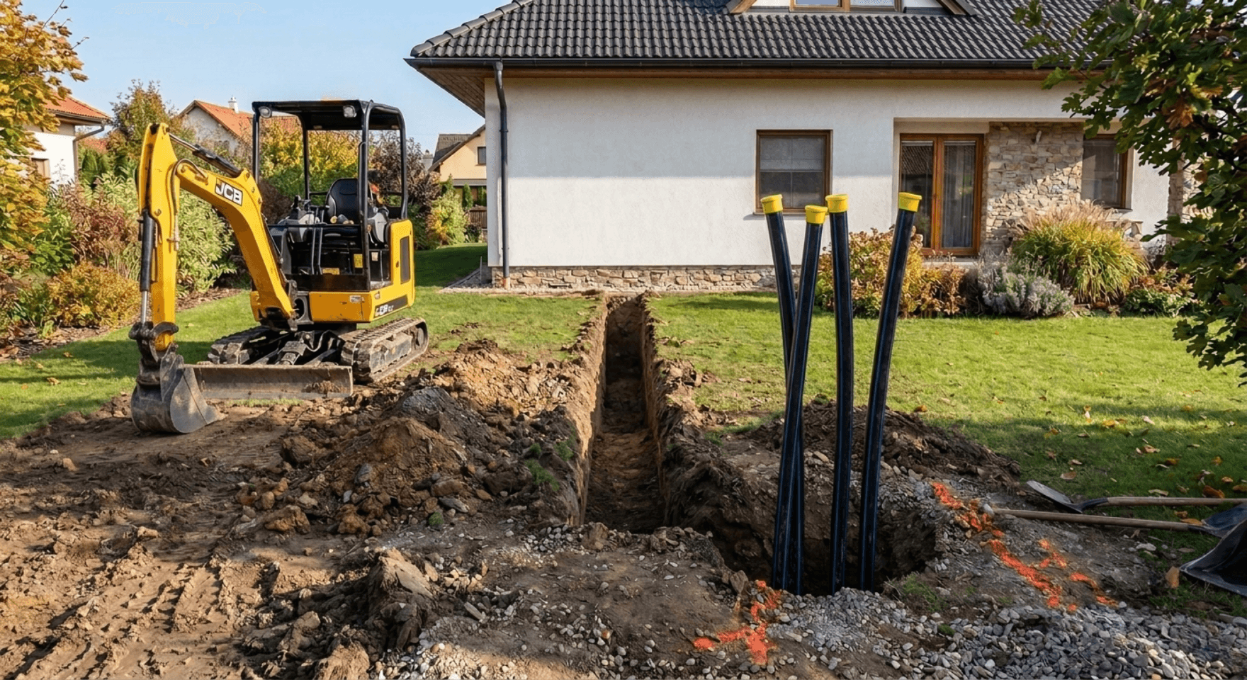 Bohrung für Erdsonde im Garten