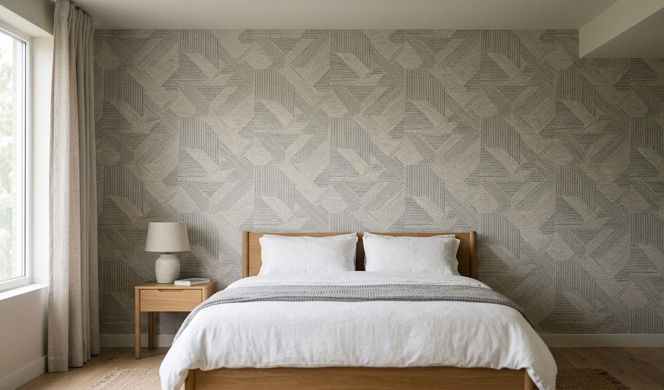 Schlafzimmer mit neuer Tapete