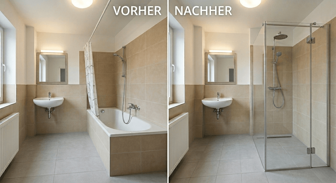 Umbau von Badewanne zu begehbarer Dusche