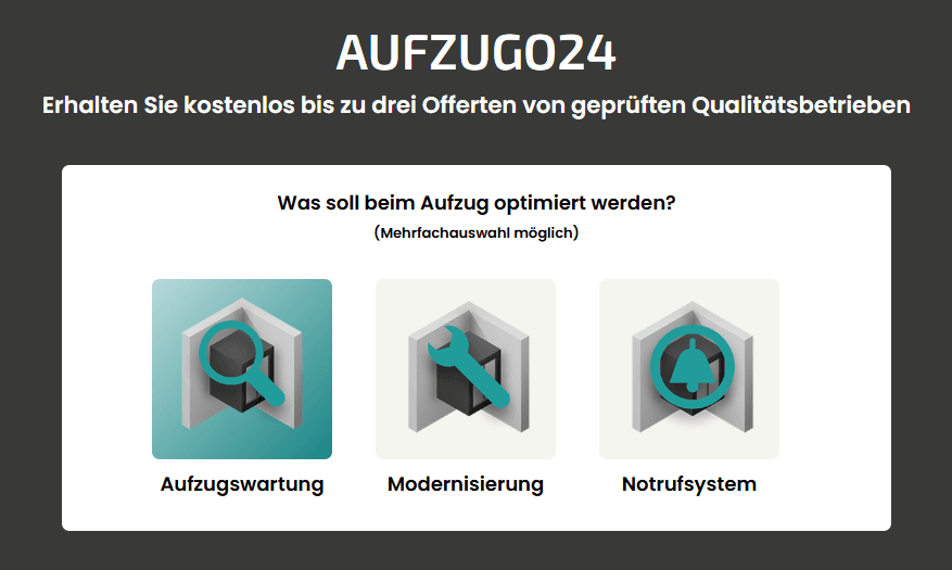 Anfragen für Aufzugswartung bei aufzugo24.at erstellen