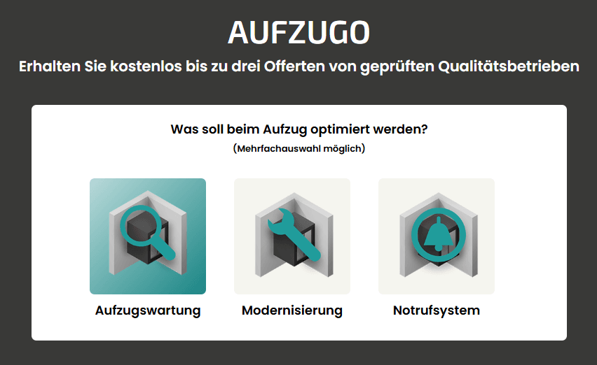 Anfragen für Aufzugswartung bei aufzugo.ch erstellen