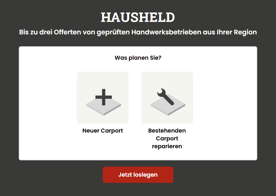 Carportprojekt anfragen bei HausHeld.ch