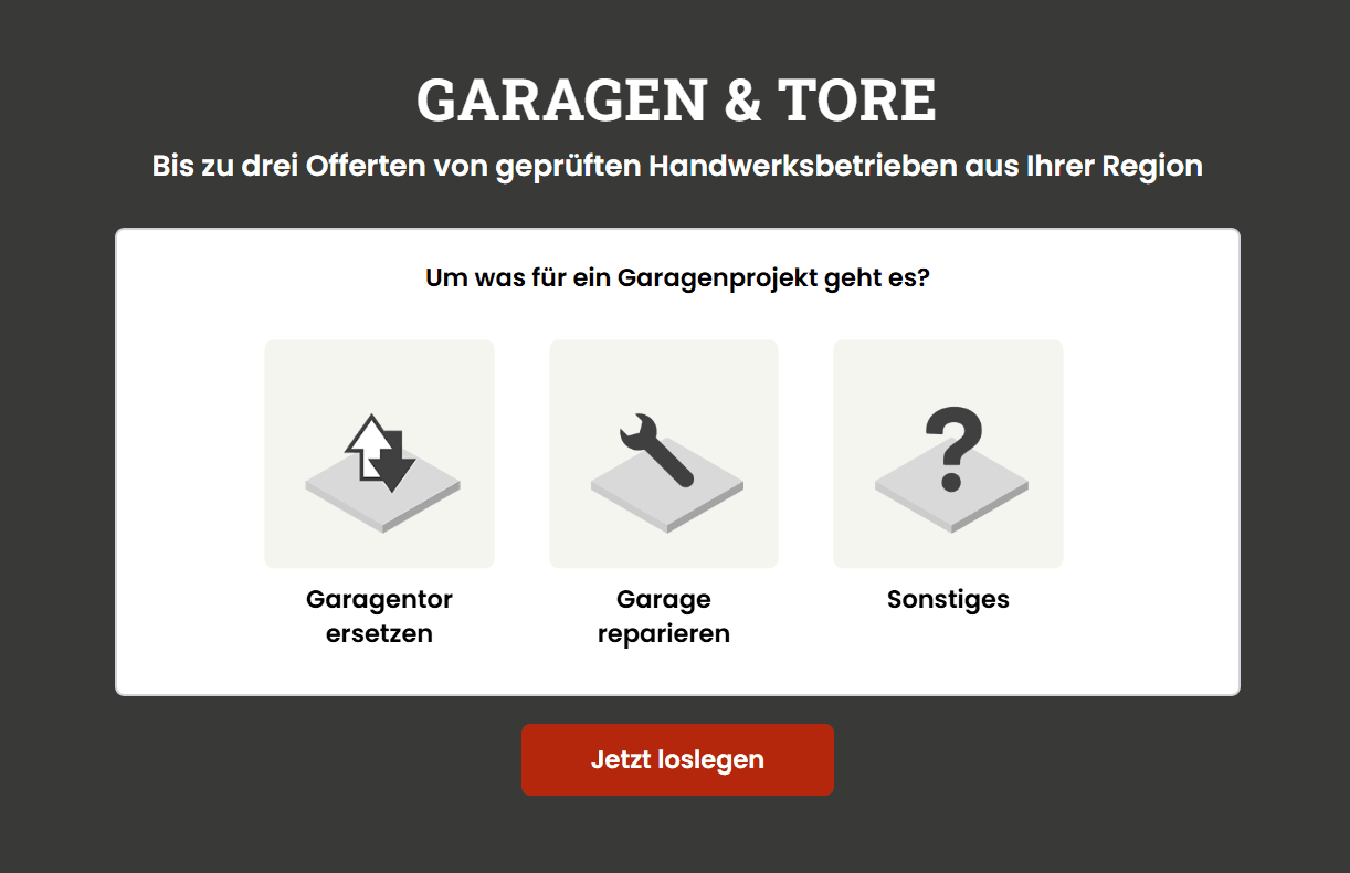 Garagentorprojekt anfragen bei HausHeld.ch