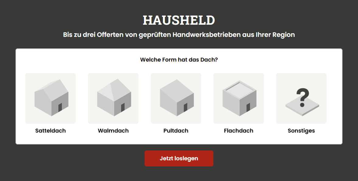 Dachprojekt anfragen bei HausHeld.ch